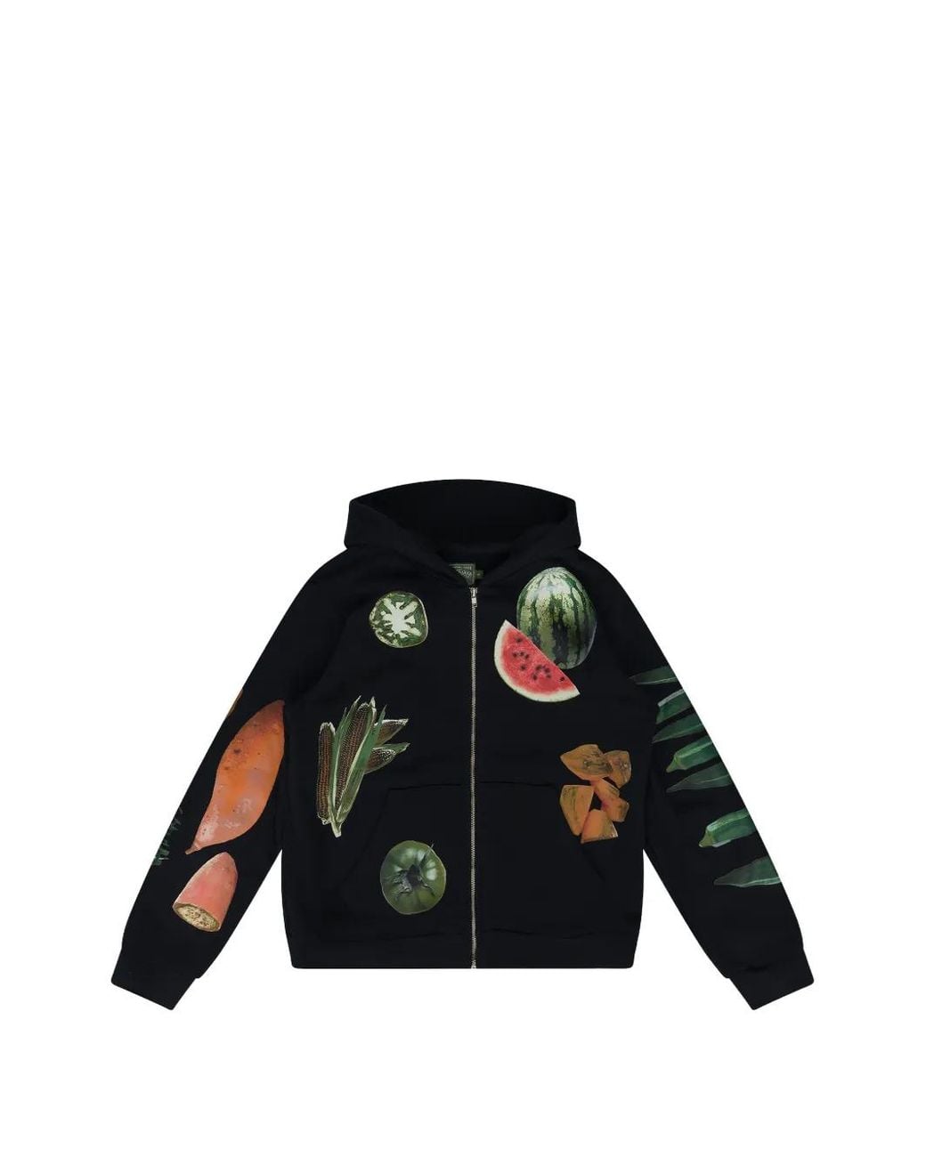 DENIM TEARS Black Fruit-Print Hoodie for men