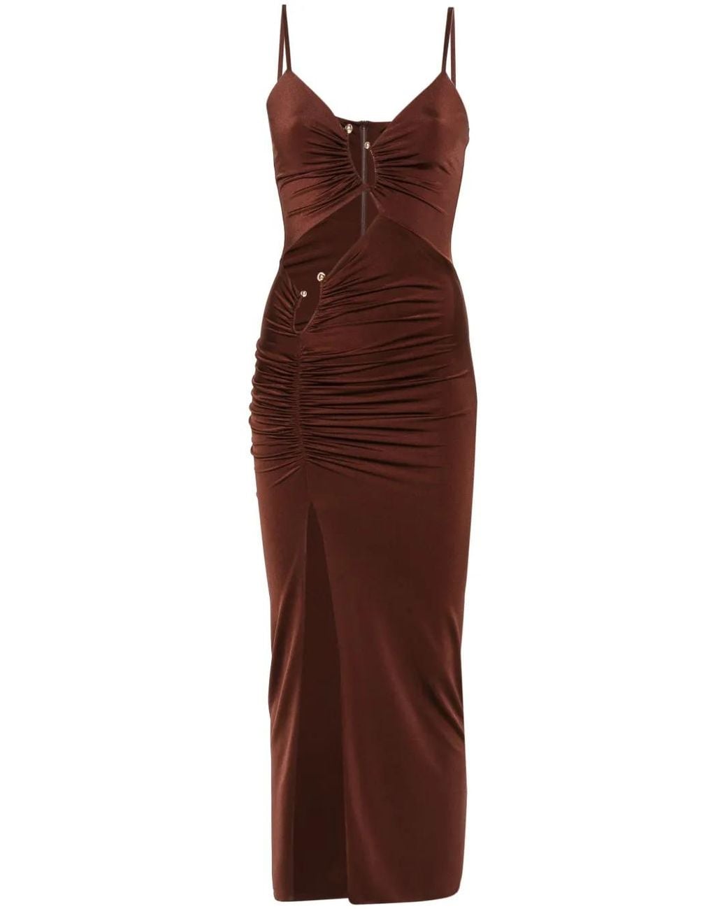 Nissa Purple Cut-Out Midi Dress