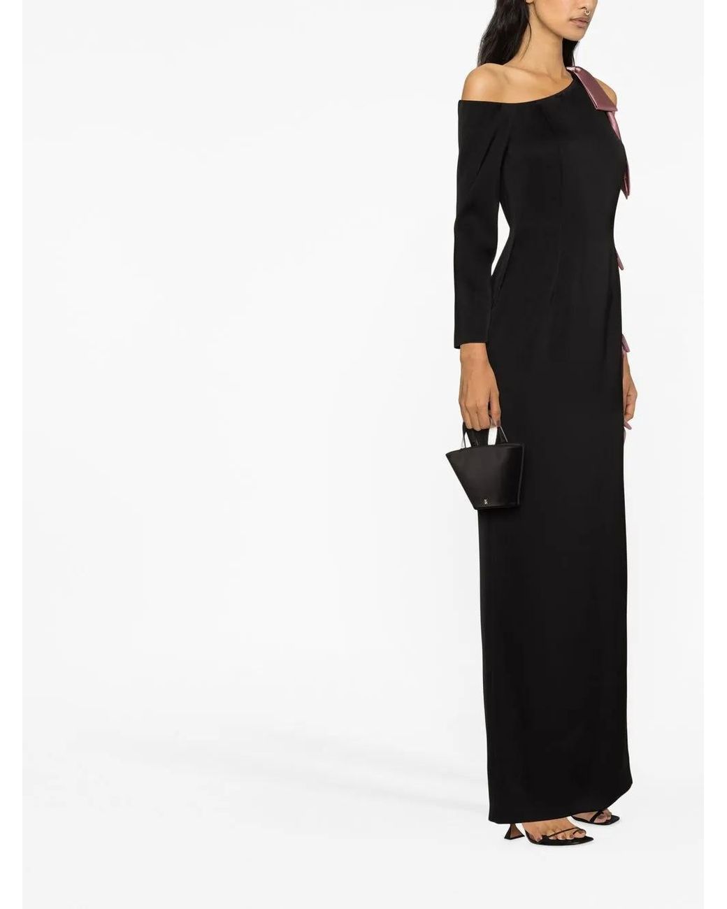 V:PM ATELIER Black Sadie Bow-Embellished Gown