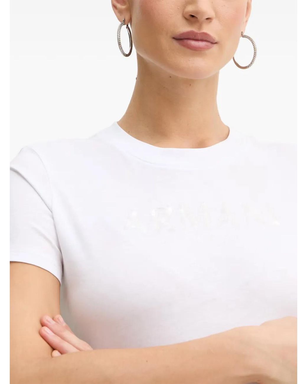 ARMANI EXCHANGE White Logo-Print Cotton T-Shirt