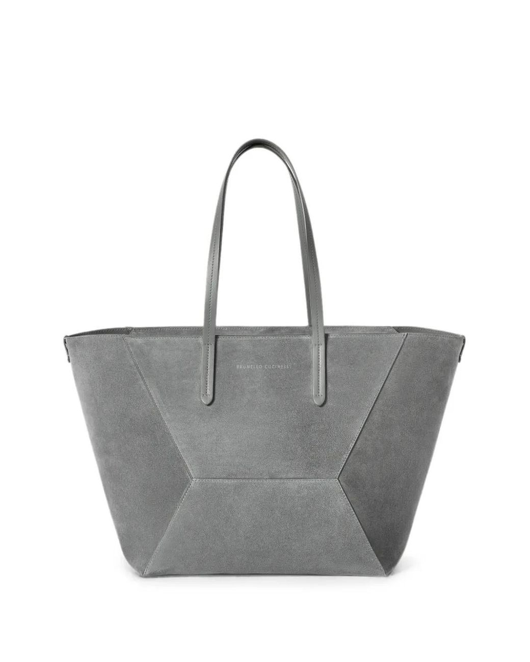 Brunello Cucinelli Gray Mini Sac Bc Duo En Daim Avec Monili