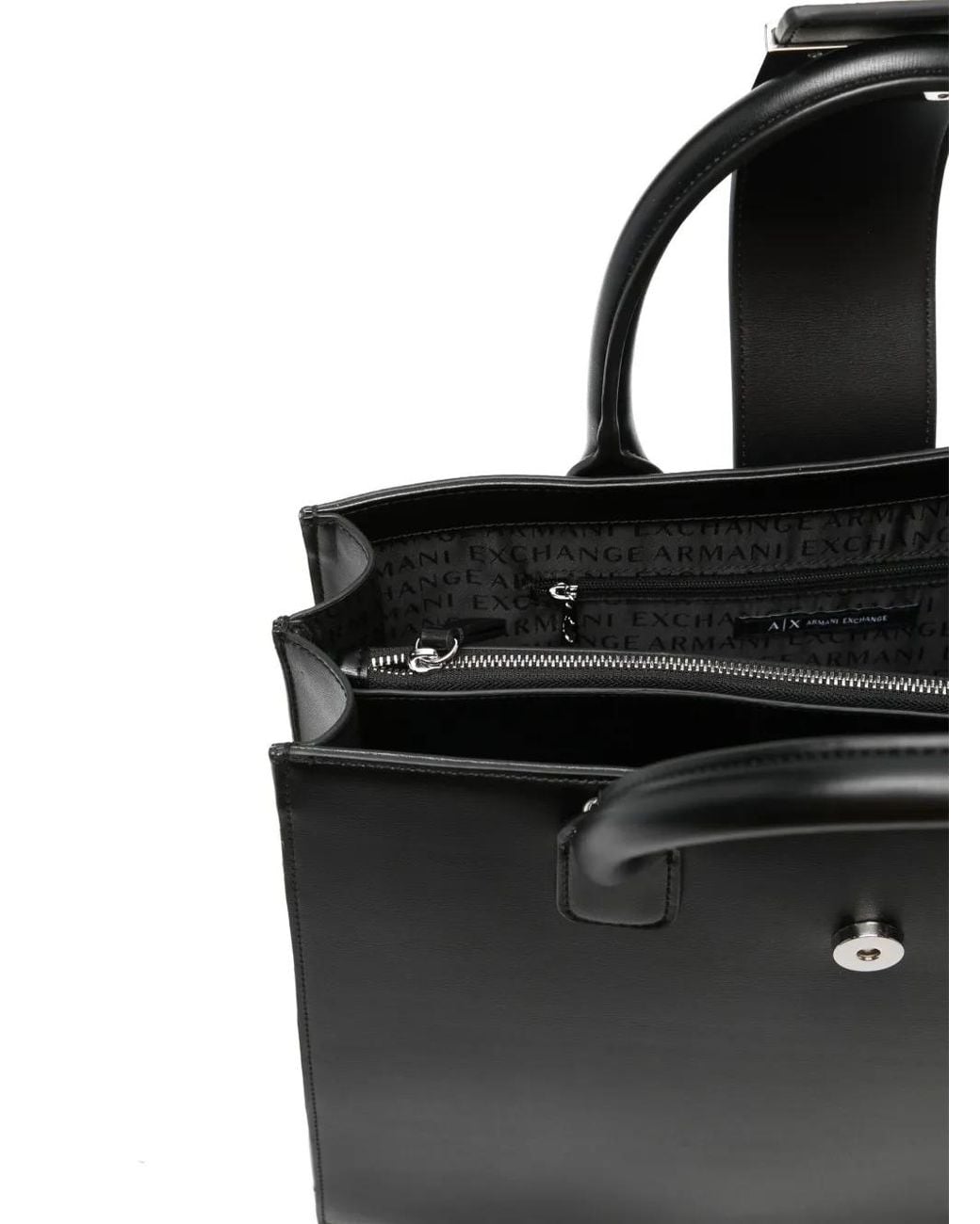 ARMANI EXCHANGE Black Logo-Plaque Tote Bag