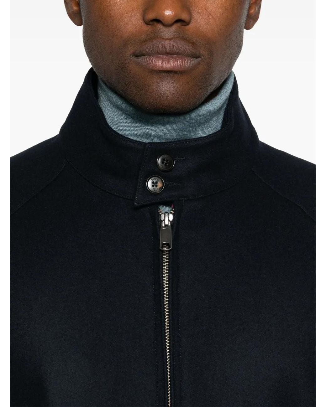 Baracuta Blue Classic Bomber Jacket With Ribbed Detailing for men