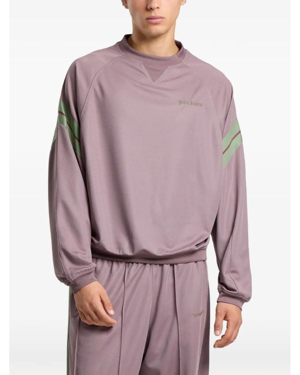 Palm Angels Purple Logo-Print Raglan-Sleeve Sweatshirt for men