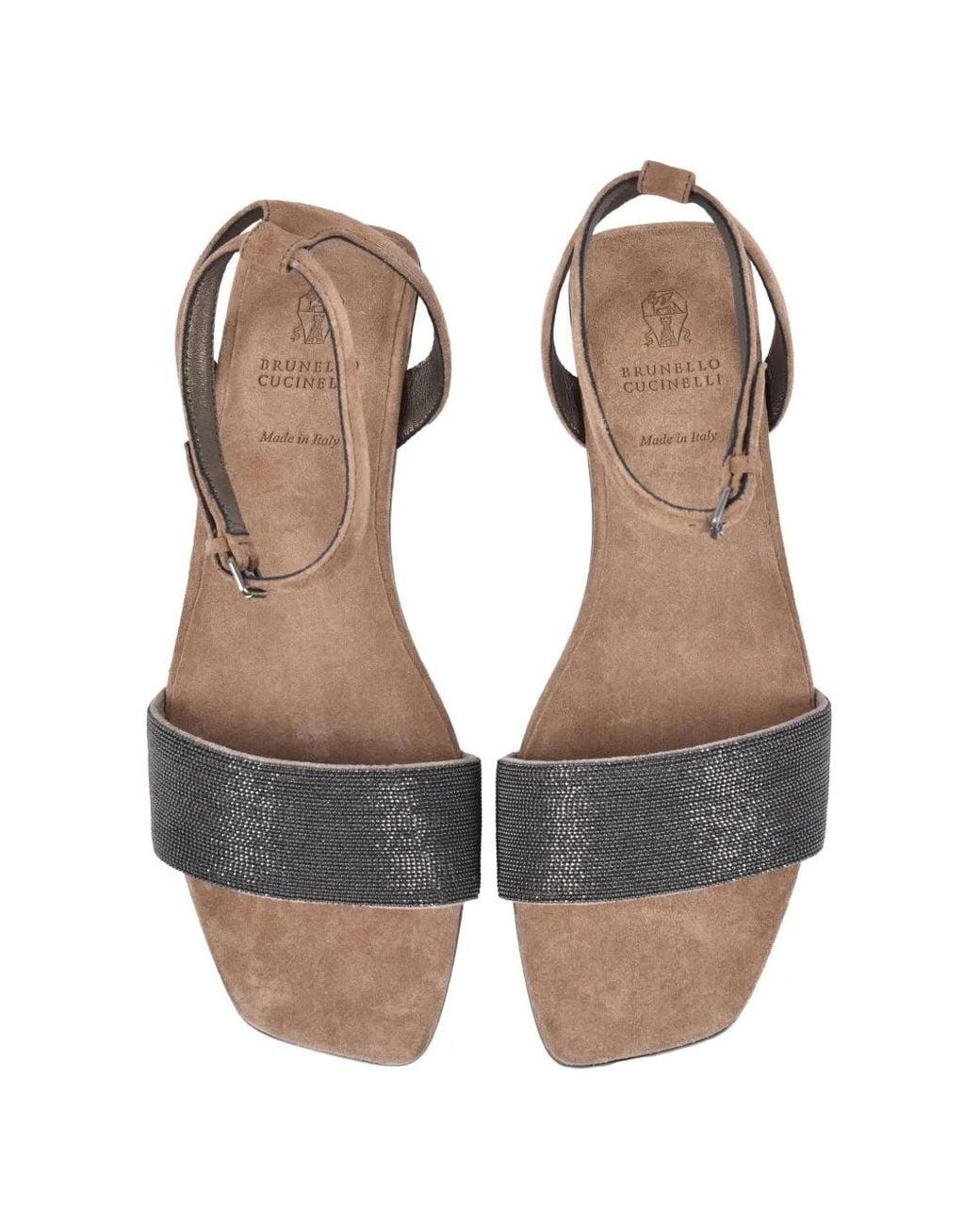 Brunello Cucinelli White Bead-Embellished Leather Sandals