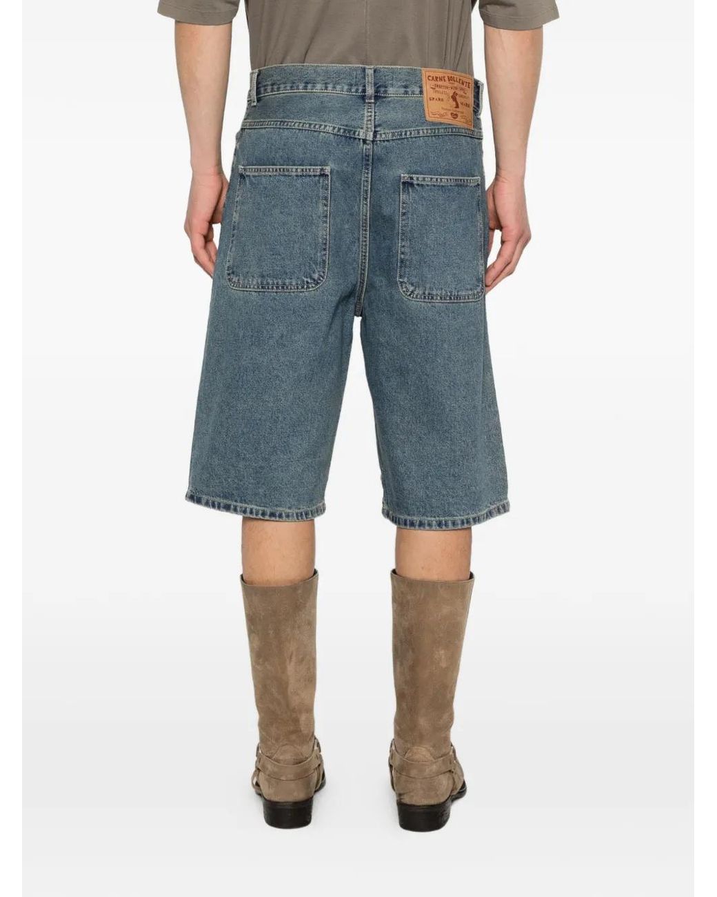 Carne Bollente Blue Heart Denim Shorts for men