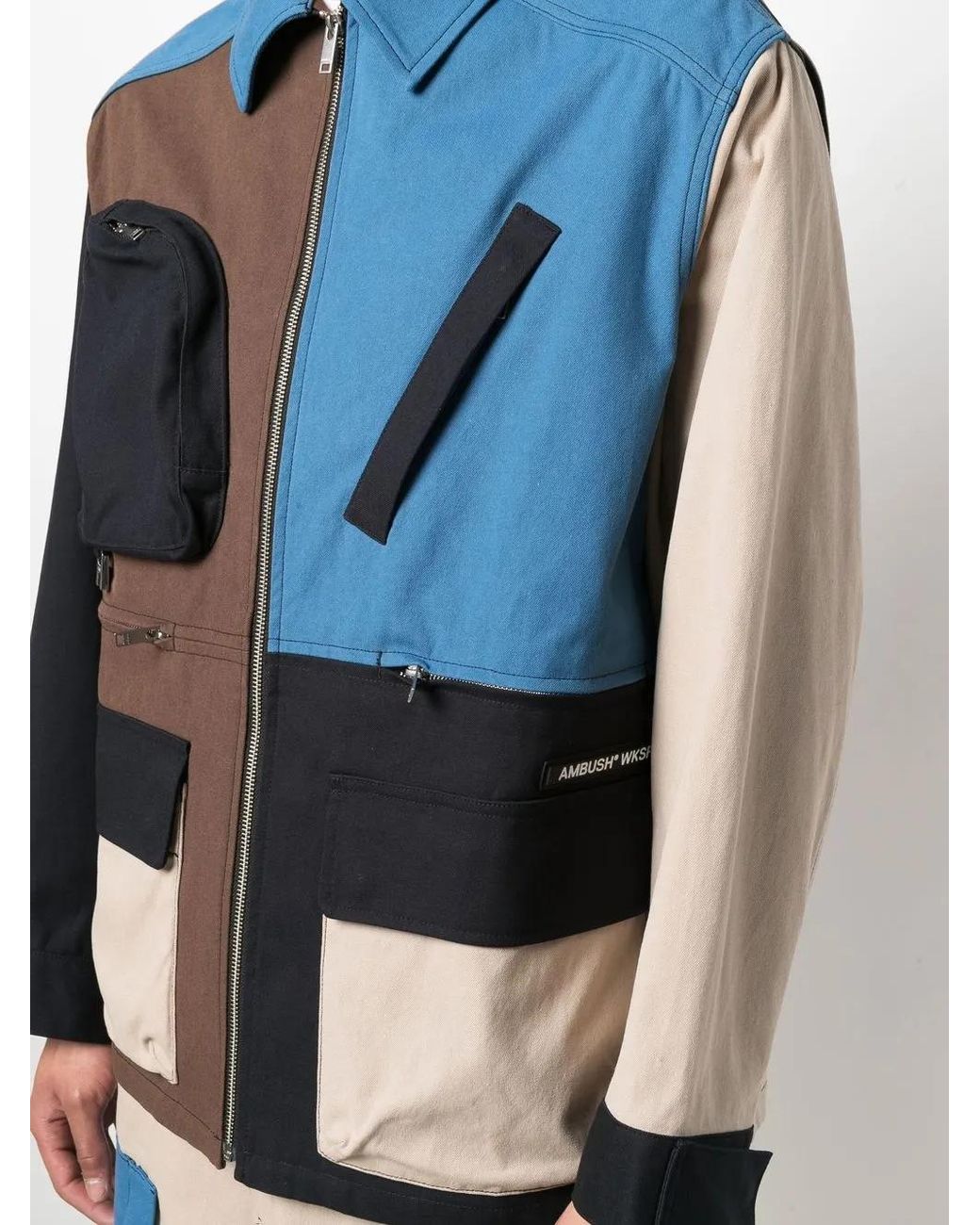 Ambush Blue Panelled Worker Jacket for men