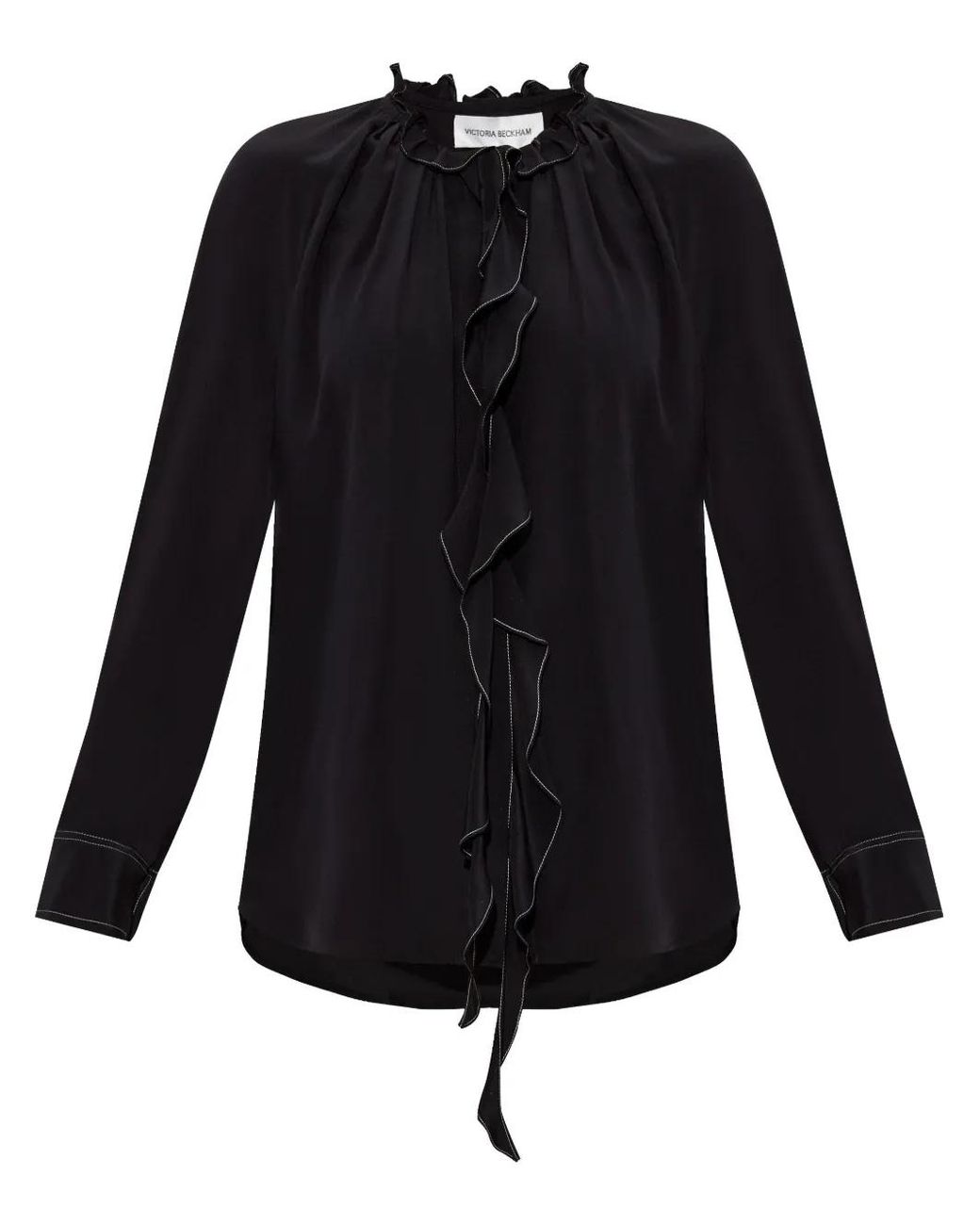 Victoria Beckham Black Ruffle-Detailing Blouse