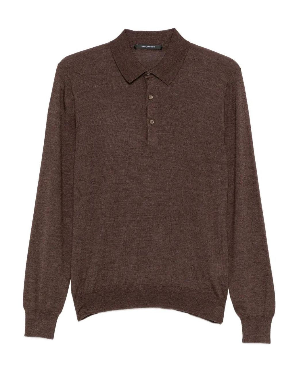Tagliatore Brown Buttoned Long-Sleeve Polo Shirt for men