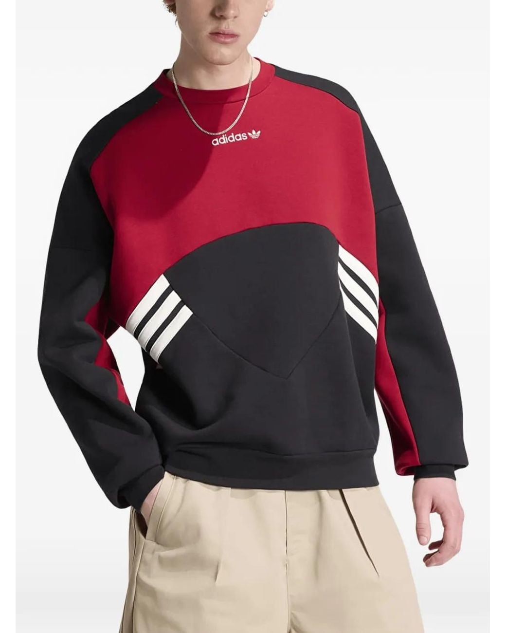 Adidas Red Cutline Crew-Neck Sweater for men