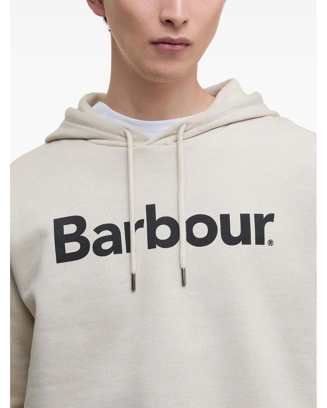 Barbour Gray Logo-Print Cotton Hoodie for men
