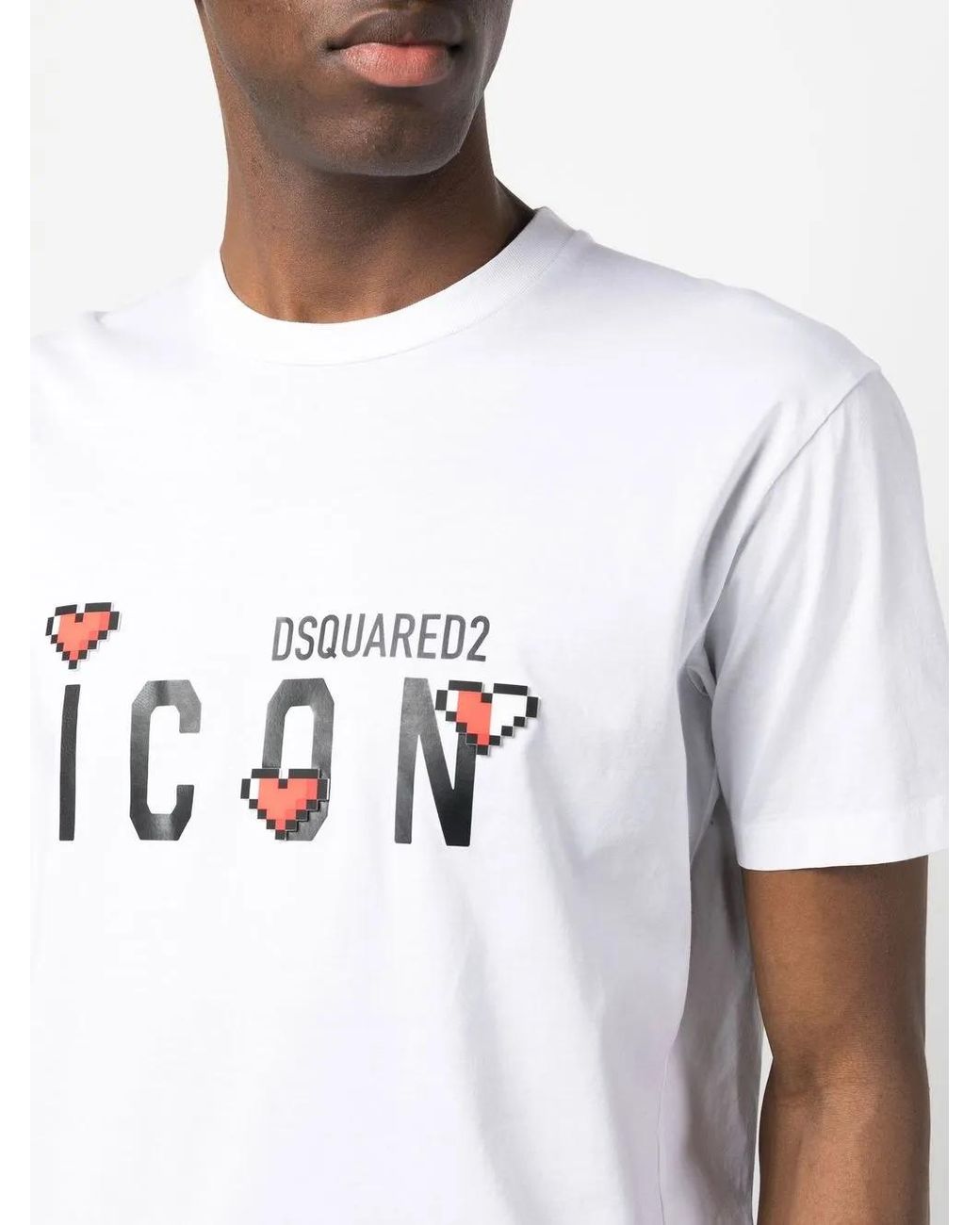 DSquared² White Icon Logo-Print T-Shirt for men