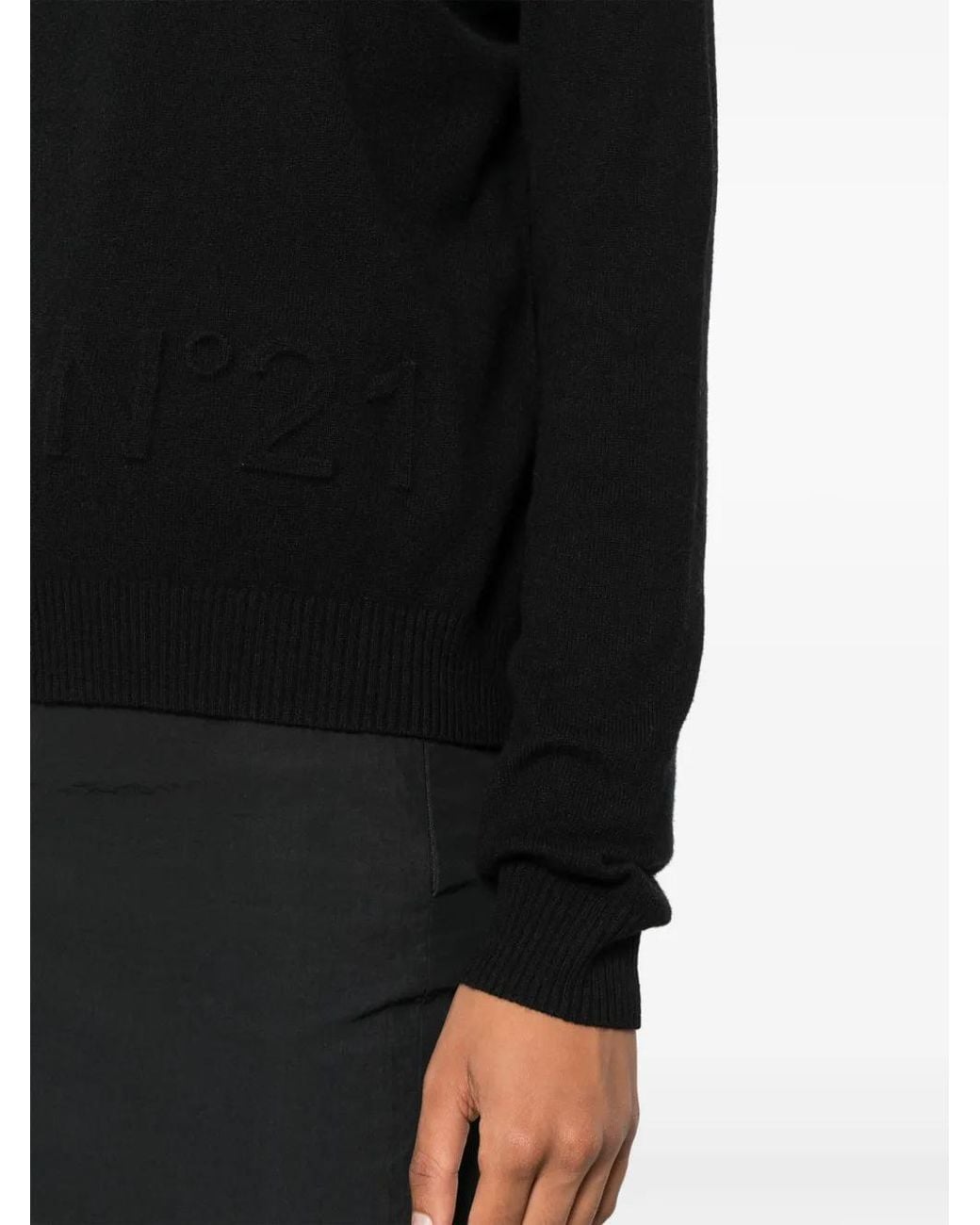 N°21 Black Logo-Patch Crew-Neck Jumper