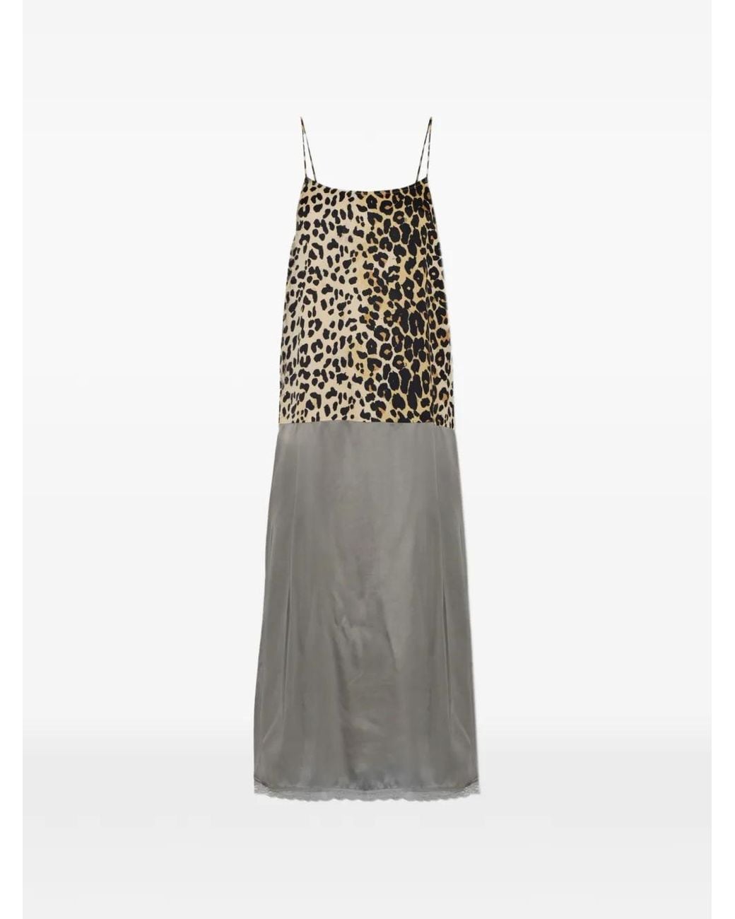 Munthe White Leopard-Print Lace-Trim Dress