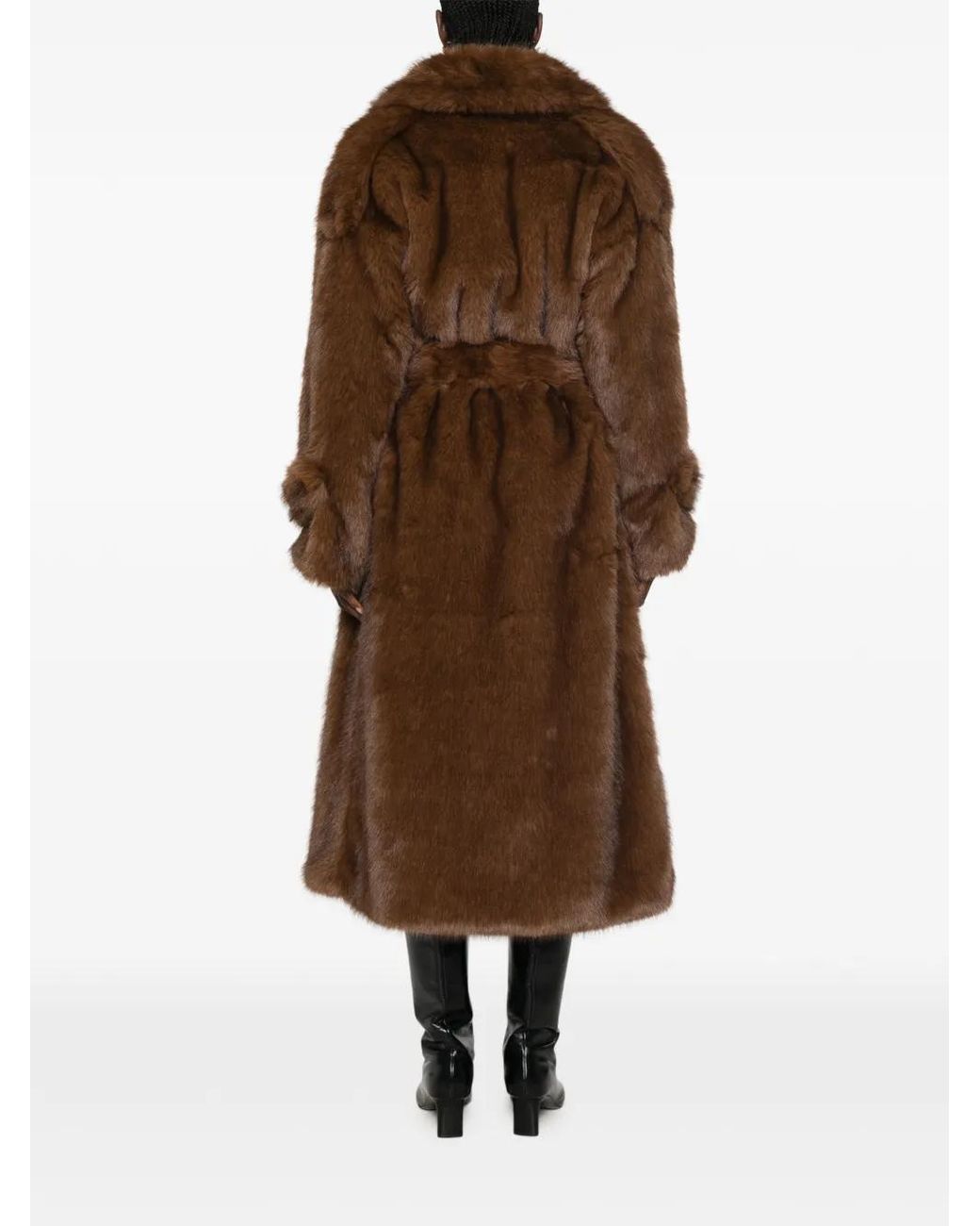 BB COUTURE Brown Farrah Faux-Fur Belted Coat