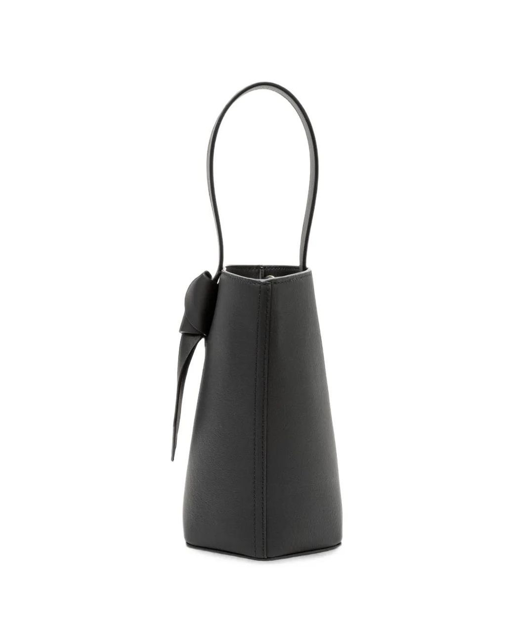 La Portegna Black Julieta Knotted Leather Bucket Mini Bag