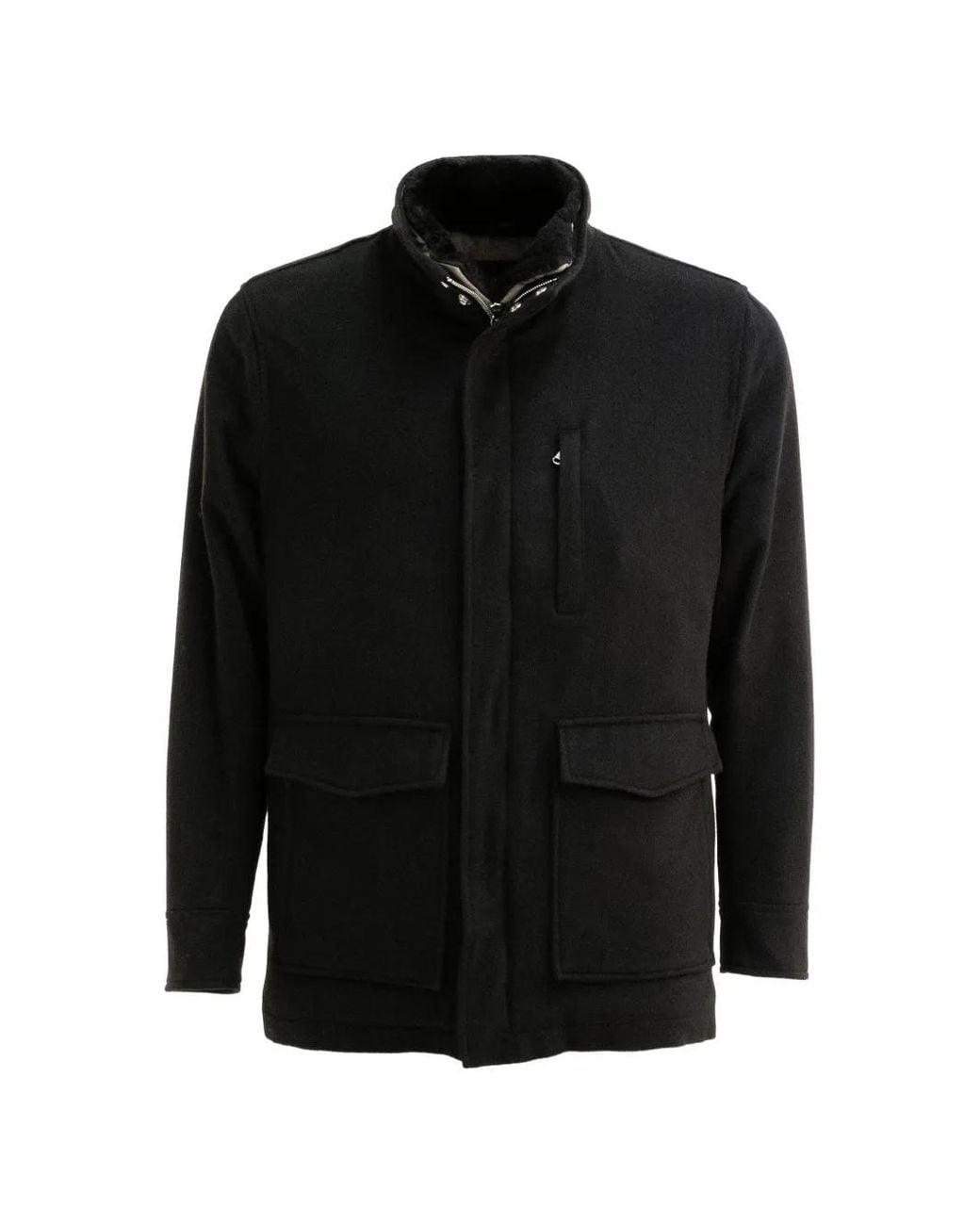Barba Napoli Black High-Neck Patch-Pocket Jacket for men