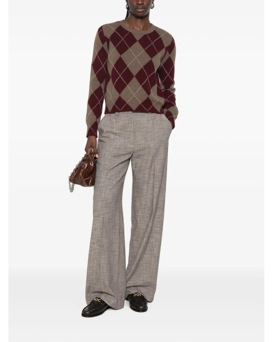 Maje Gray Checked Suit Trousers