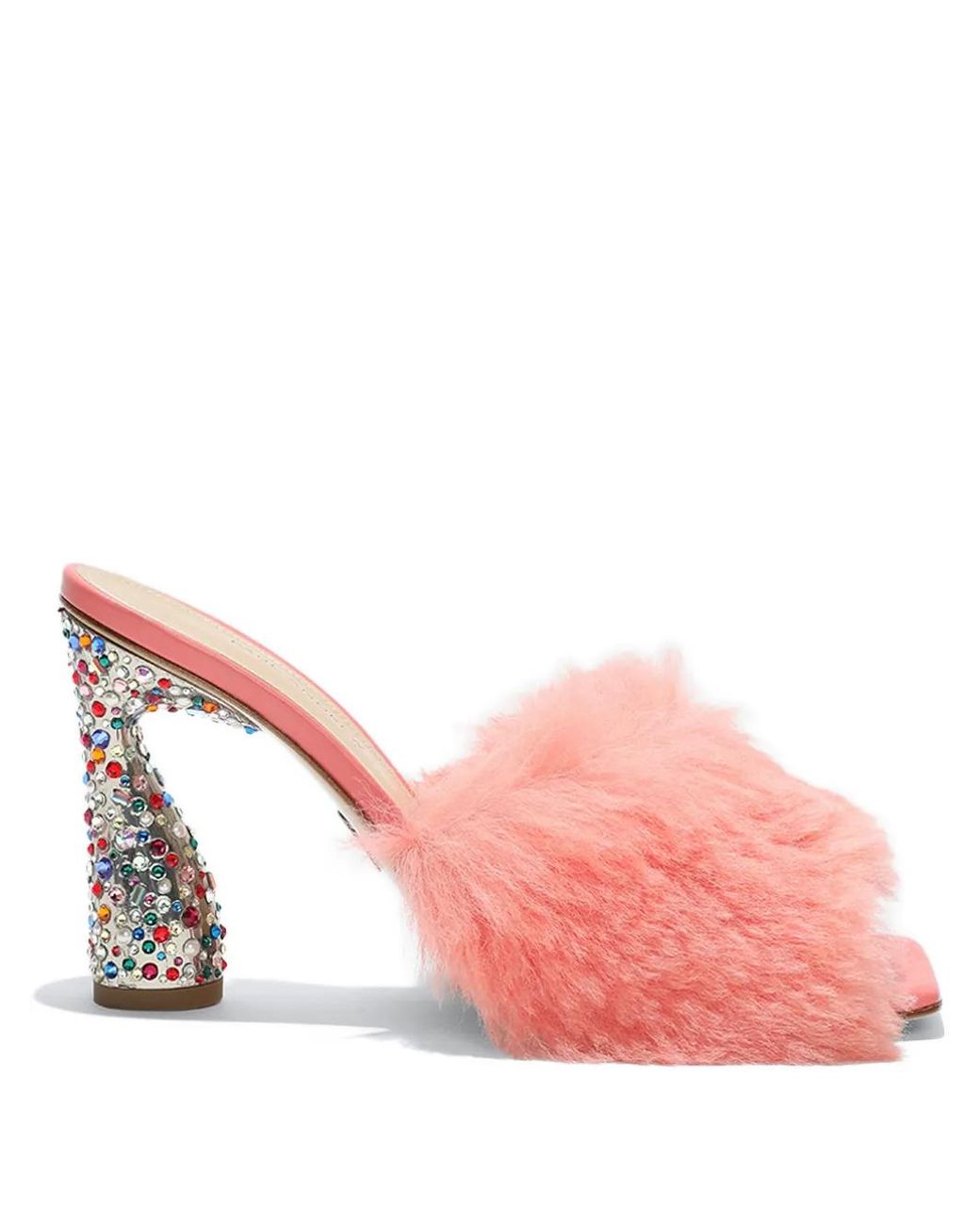 Paul Andrew Pink 95Mm Arc Fluffy Embellished-Heel Sandals