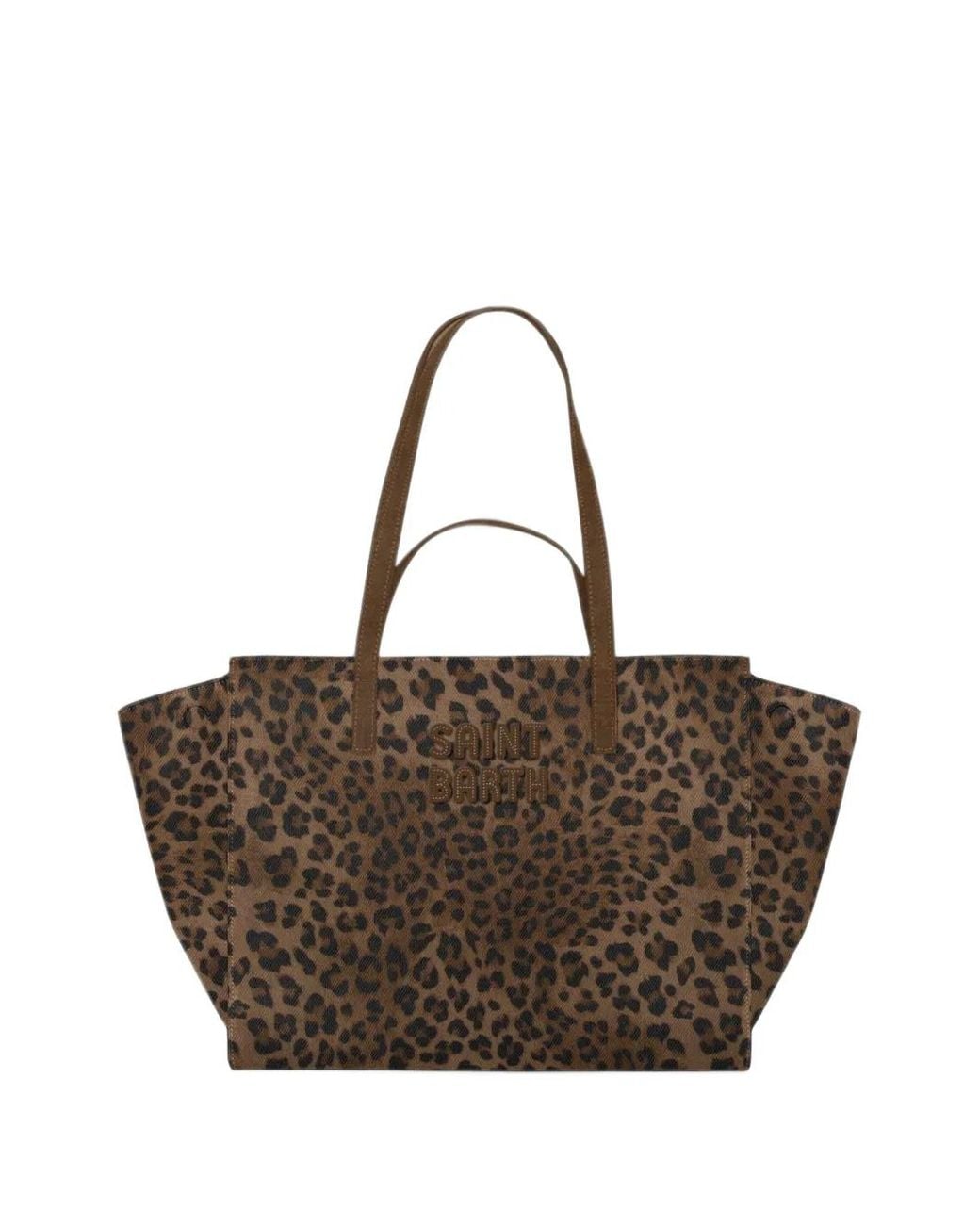 Mc2 Saint Barth Brown Medium Jour Leopard-Print Tote Bag
