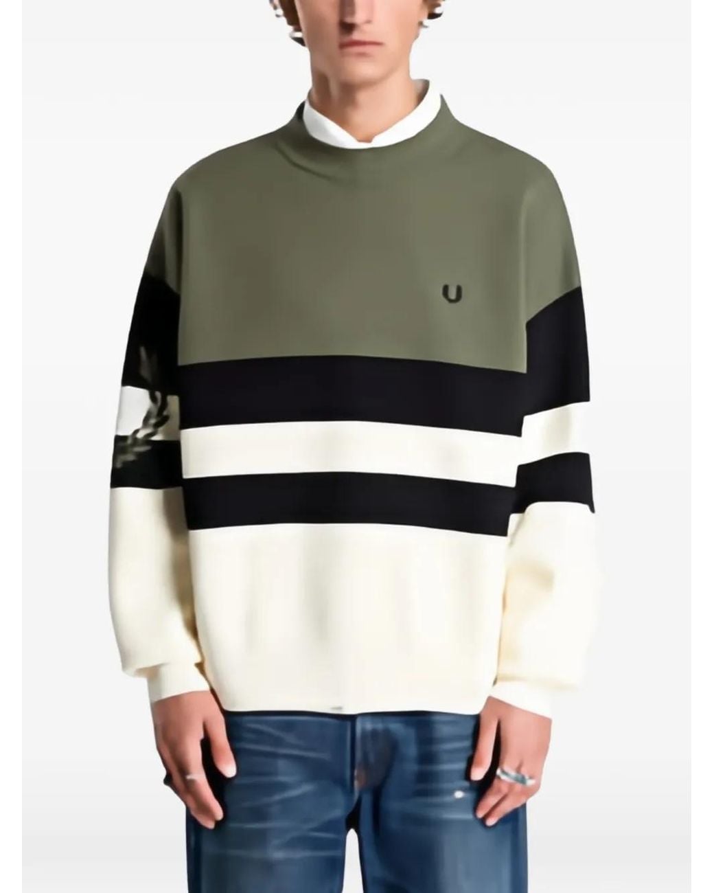 Fred Perry Gray Striped Sweater for men