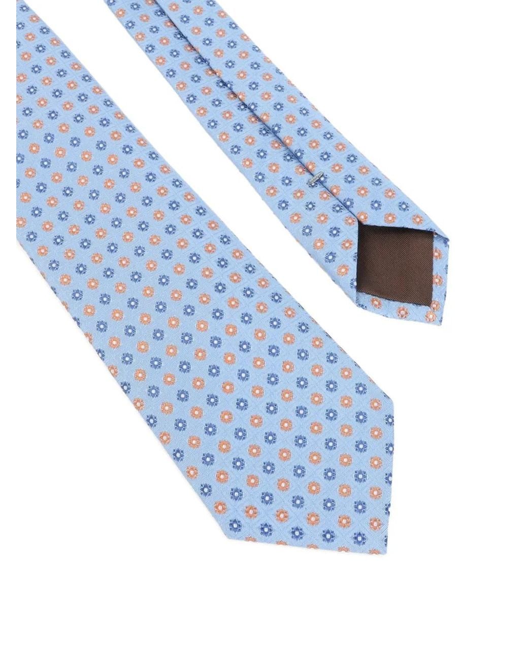 Canali White Geometric-Pattern Silk Tie for men