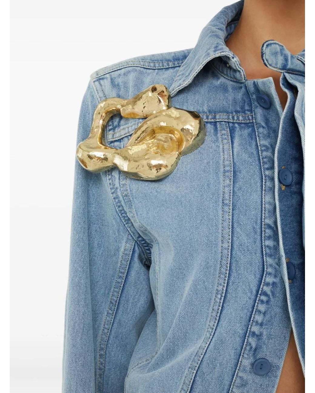 Christopher Esber Blue Corsage Denim Jacket