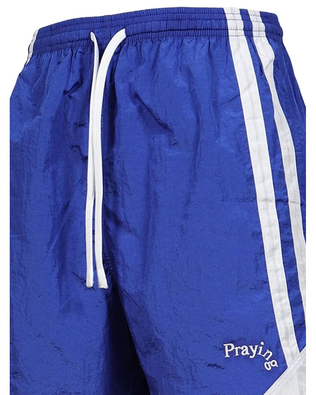PRAYING Blue Short À Logo Imprimé