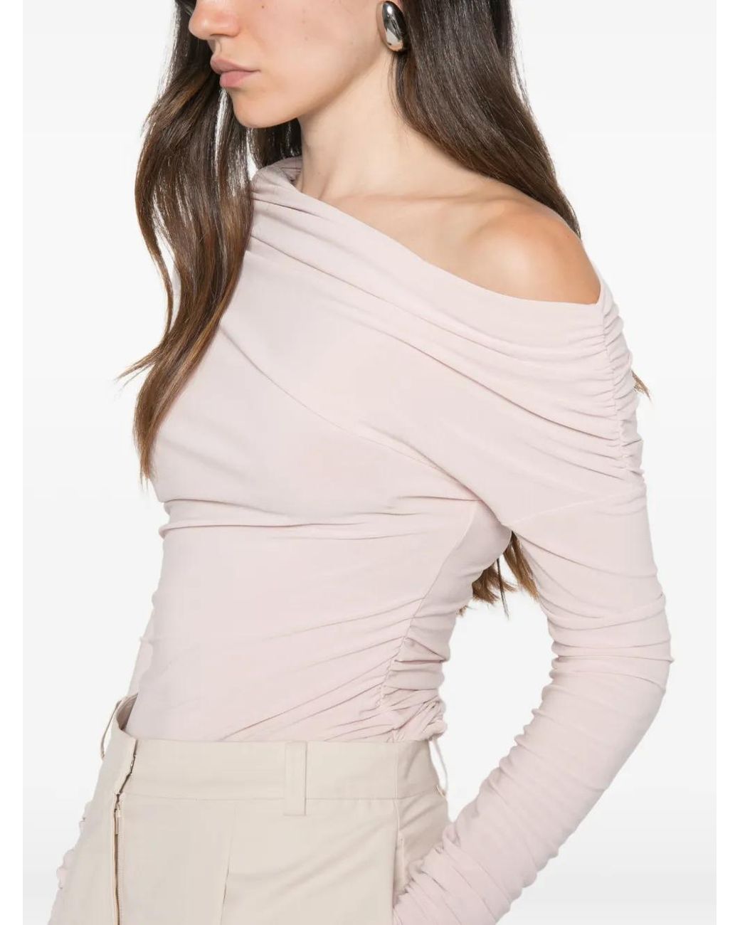Patrizia Pepe Pink Draped Off-Shoulder Top