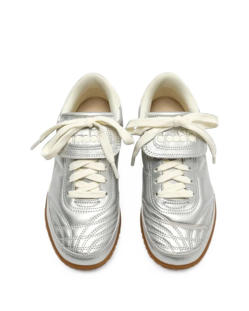 Diadora White Metallic Leather Indoor Sneakers