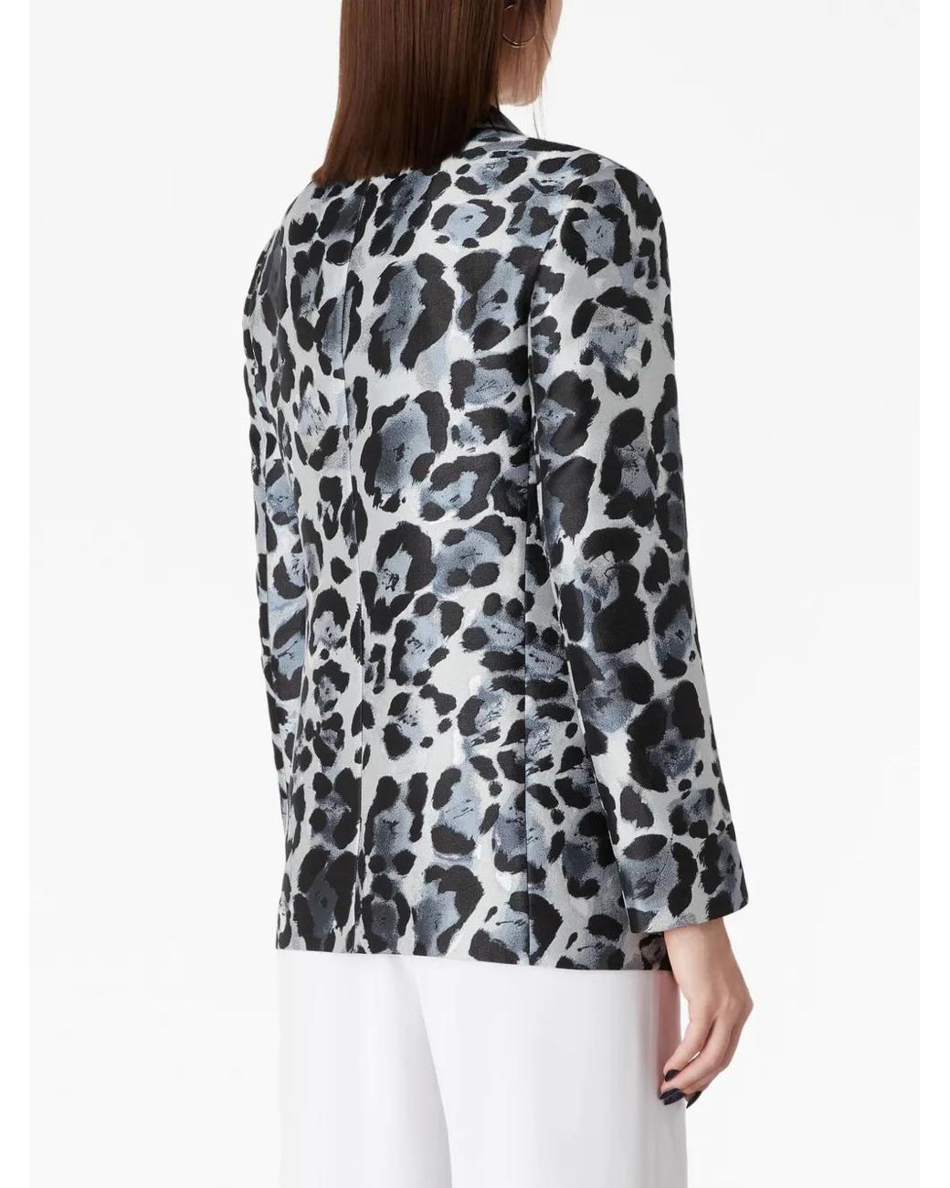 Giorgio Armani Black Single-Breasted Leopard-Pattern Blazer