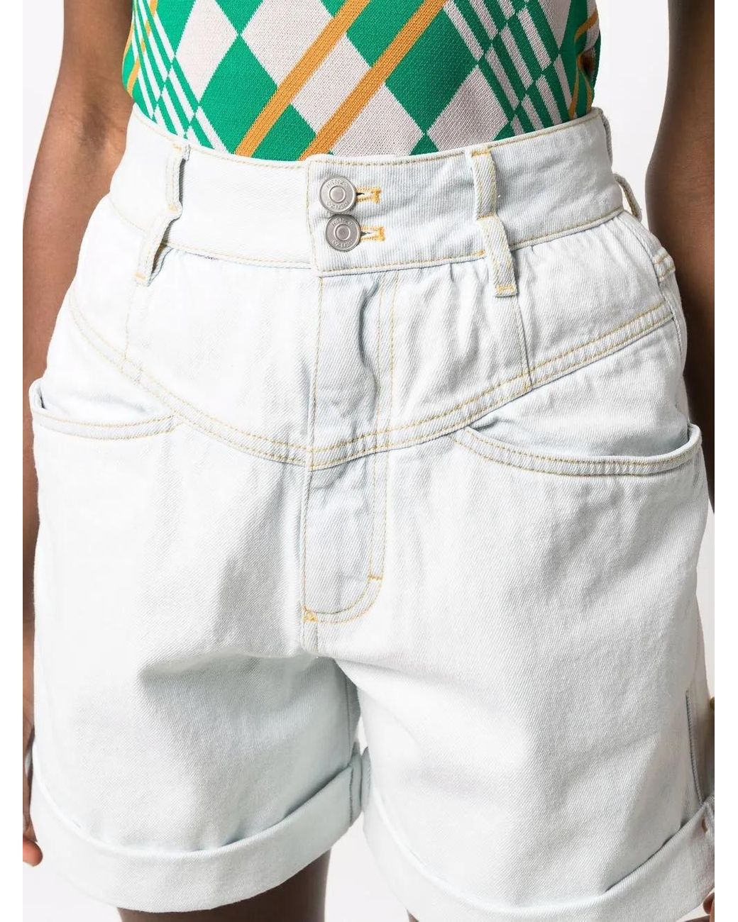 KENZO White Light Blue High-waisted Denim Shorts