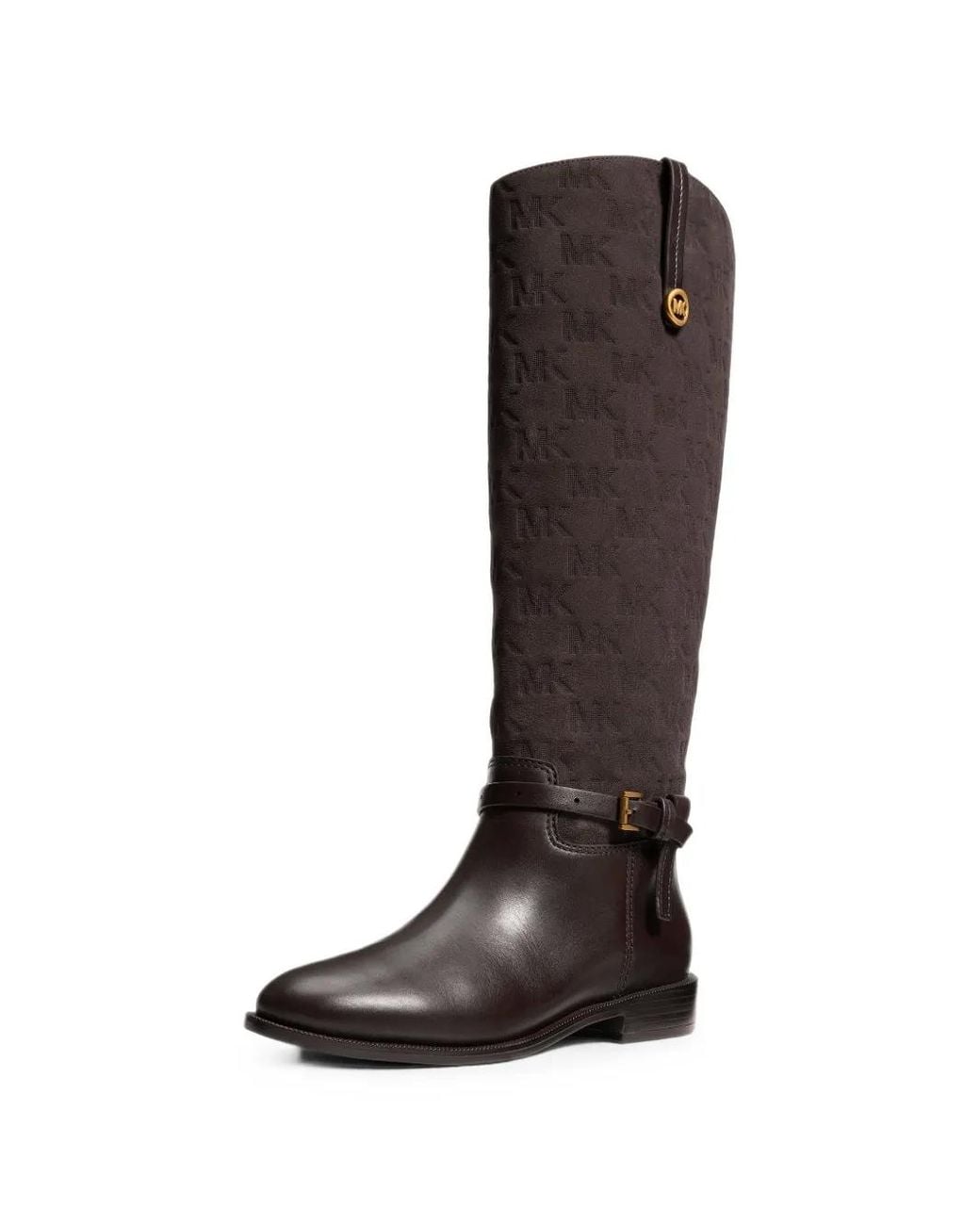 Michael Kors Black Beverly Quited Suede And Leather Riding Boots