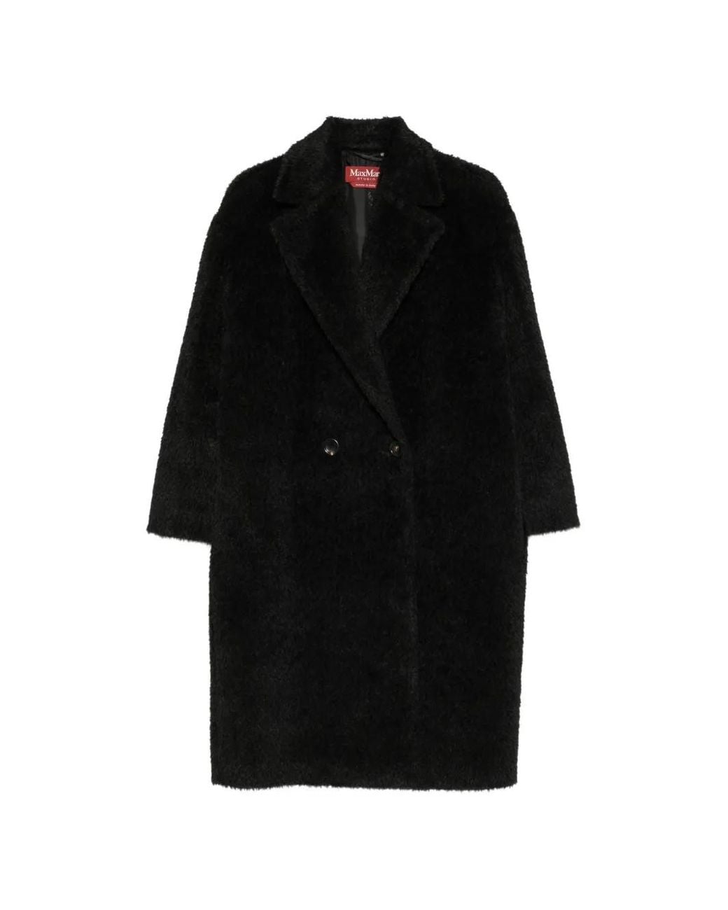 Max Mara Black Turbano Double-Breasted Teddy Coat