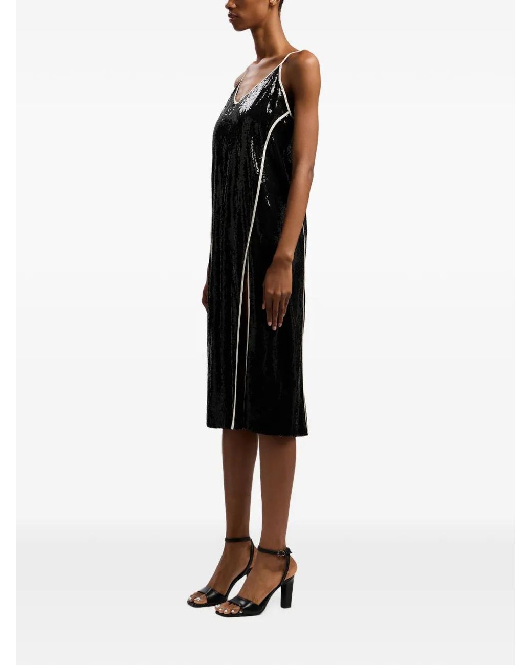 Palm Angels Black Sequinned Split-Detail Mini Dress