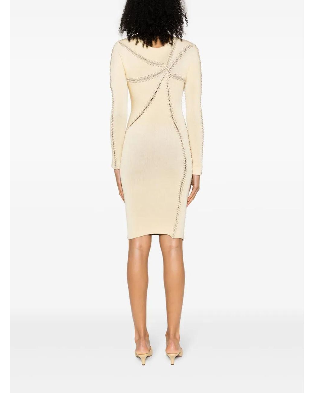 Isa Boulder Natural Starfish Whipstitch-Detail Midi Dress