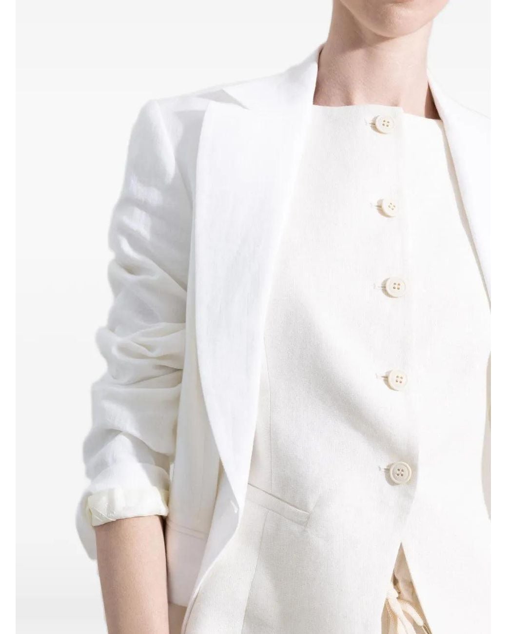 Eleventy White Single-Breasted Two-Button Blazer