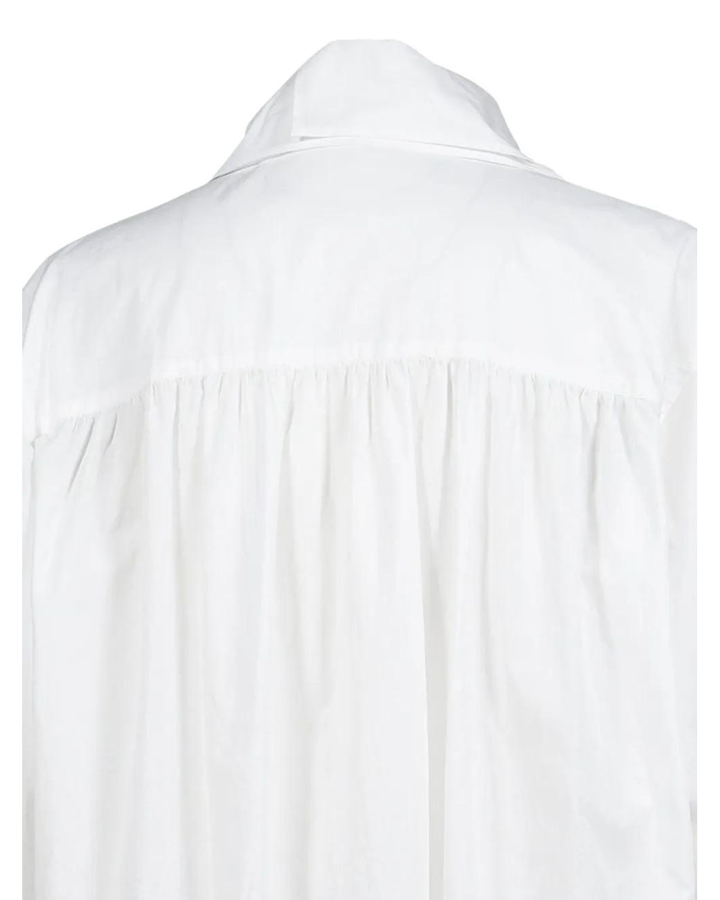 Yohji Yamamoto White Fringe-Detail Gathered Shirt for men