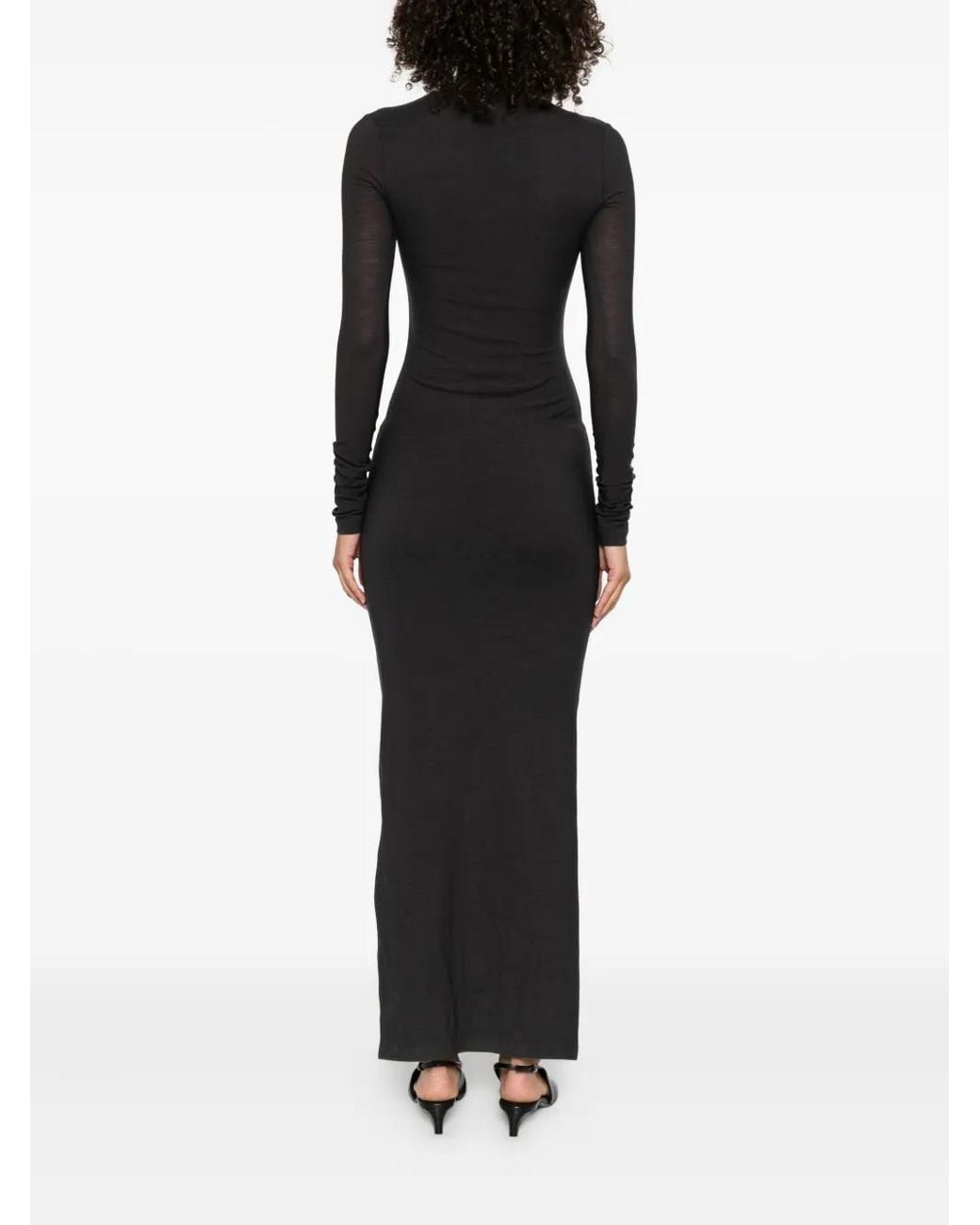 Nanushka Black Cowl-Neck Side-Split Maxi Dress