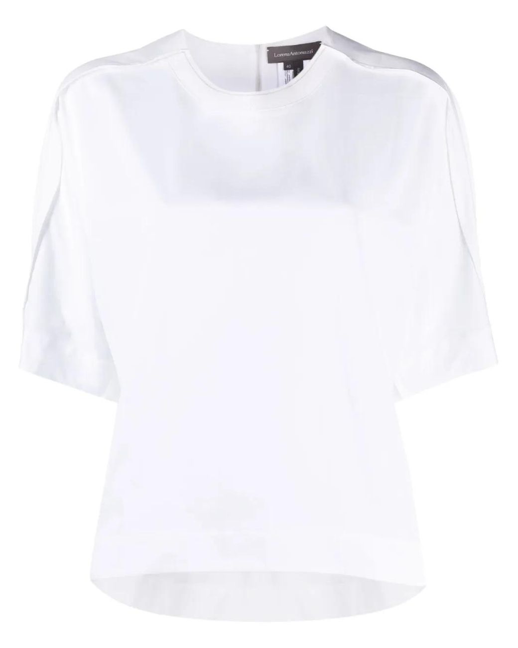Lorena Antoniazzi White Pleat-Detail Short-Sleeved Blouse