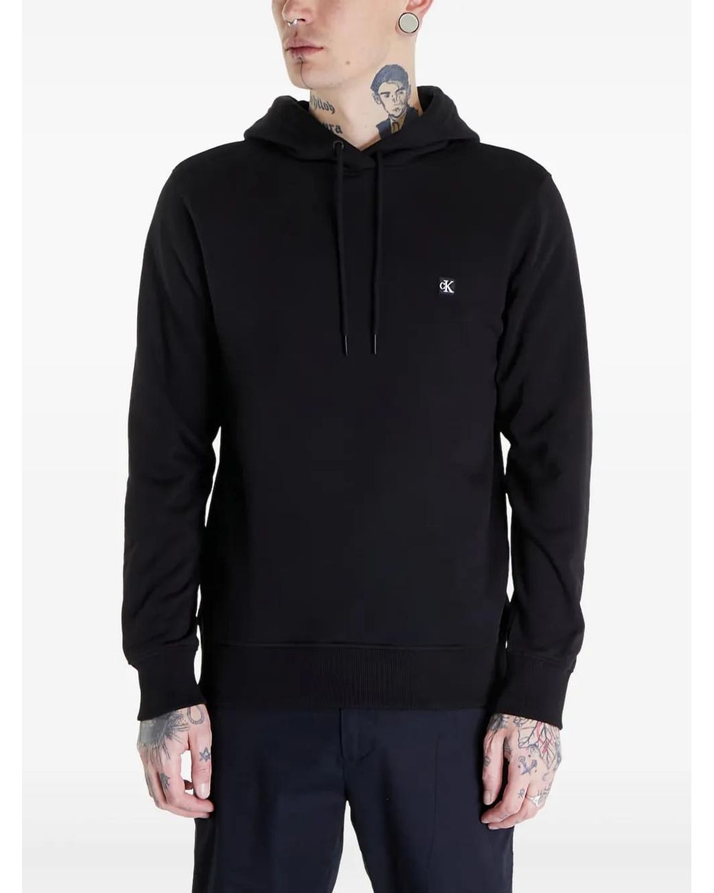 Calvin Klein Blue Logo-Patch Hoodie for men