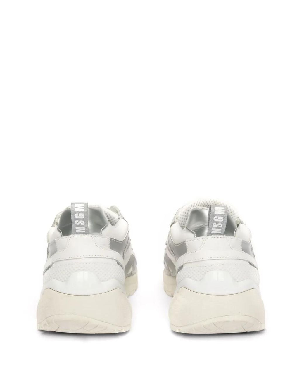 MSGM White Vulcano Distressed Sneakers for men