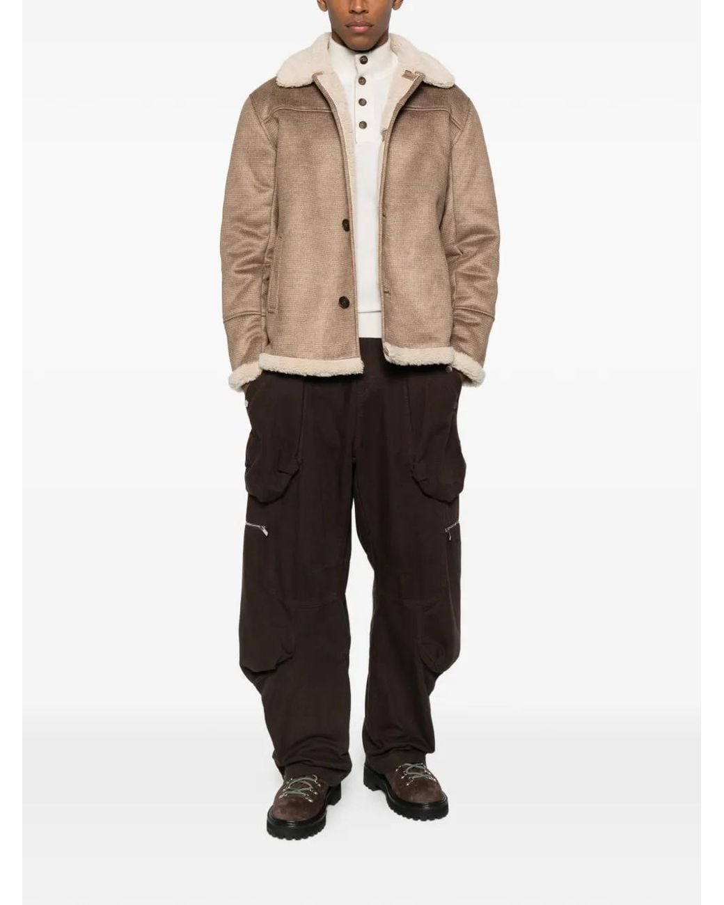 Mc2 Saint Barth Natural Shearling Collar Coat for men