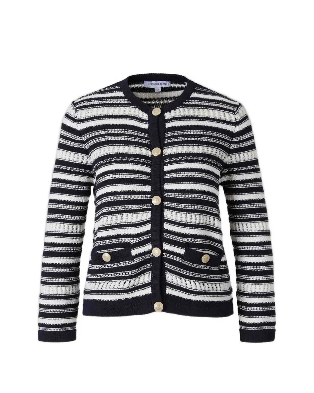 Veronica Beard Black Bellingham Button-Front Cardigan