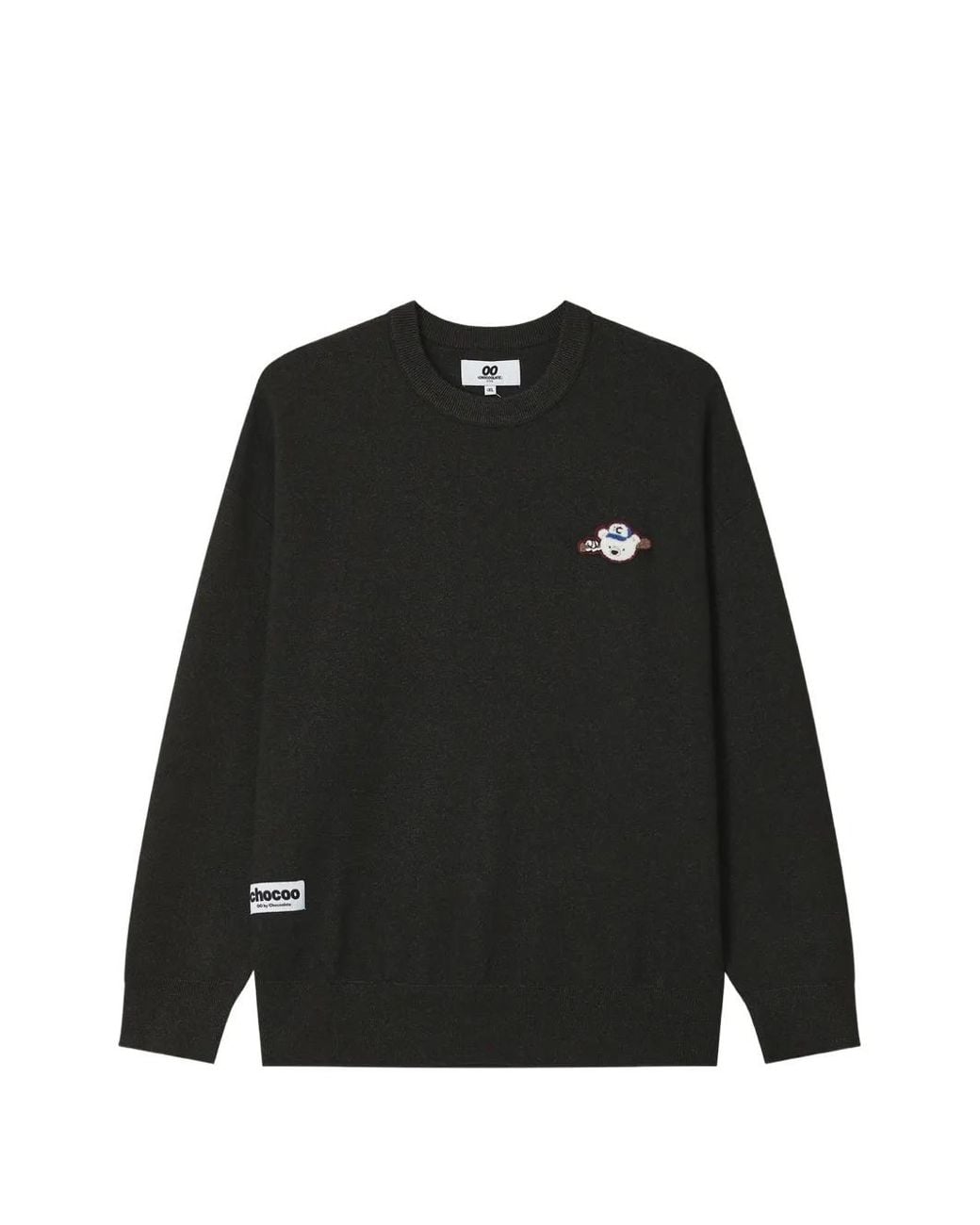 Chocoolate Black Graphic-Print Crew-Neck Sweater for men