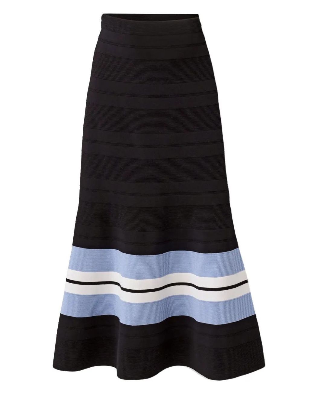 Carolina Herrera Black Striped Midi Skirt