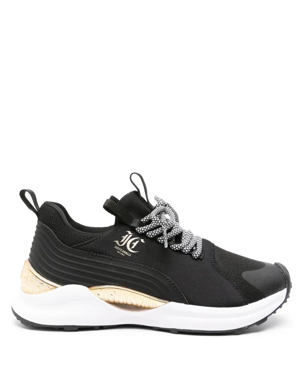Just Cavalli Black Panelled Lace-Up Sneakers