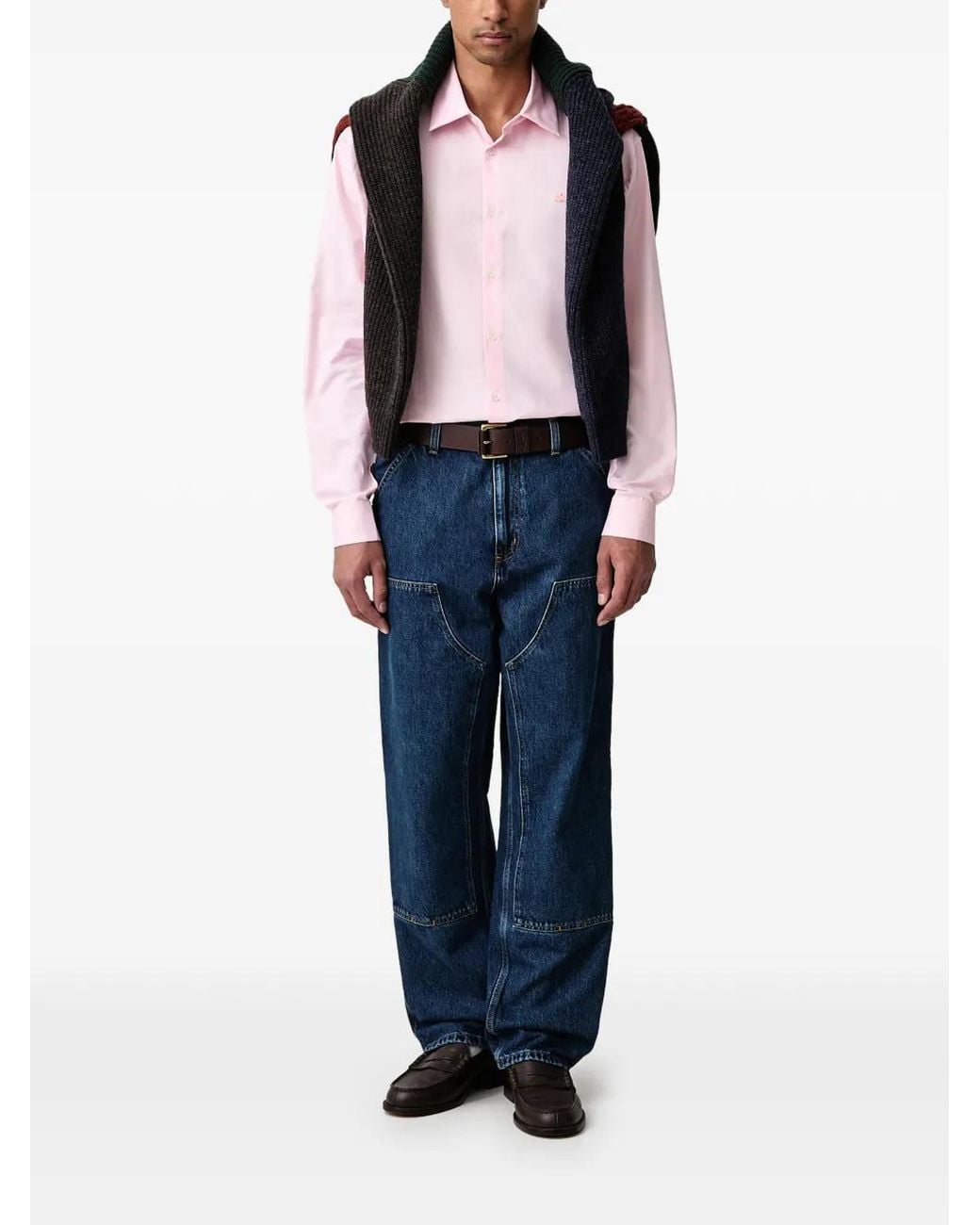 Lacoste Pink Logo-Patch Button-Down Shirt for men