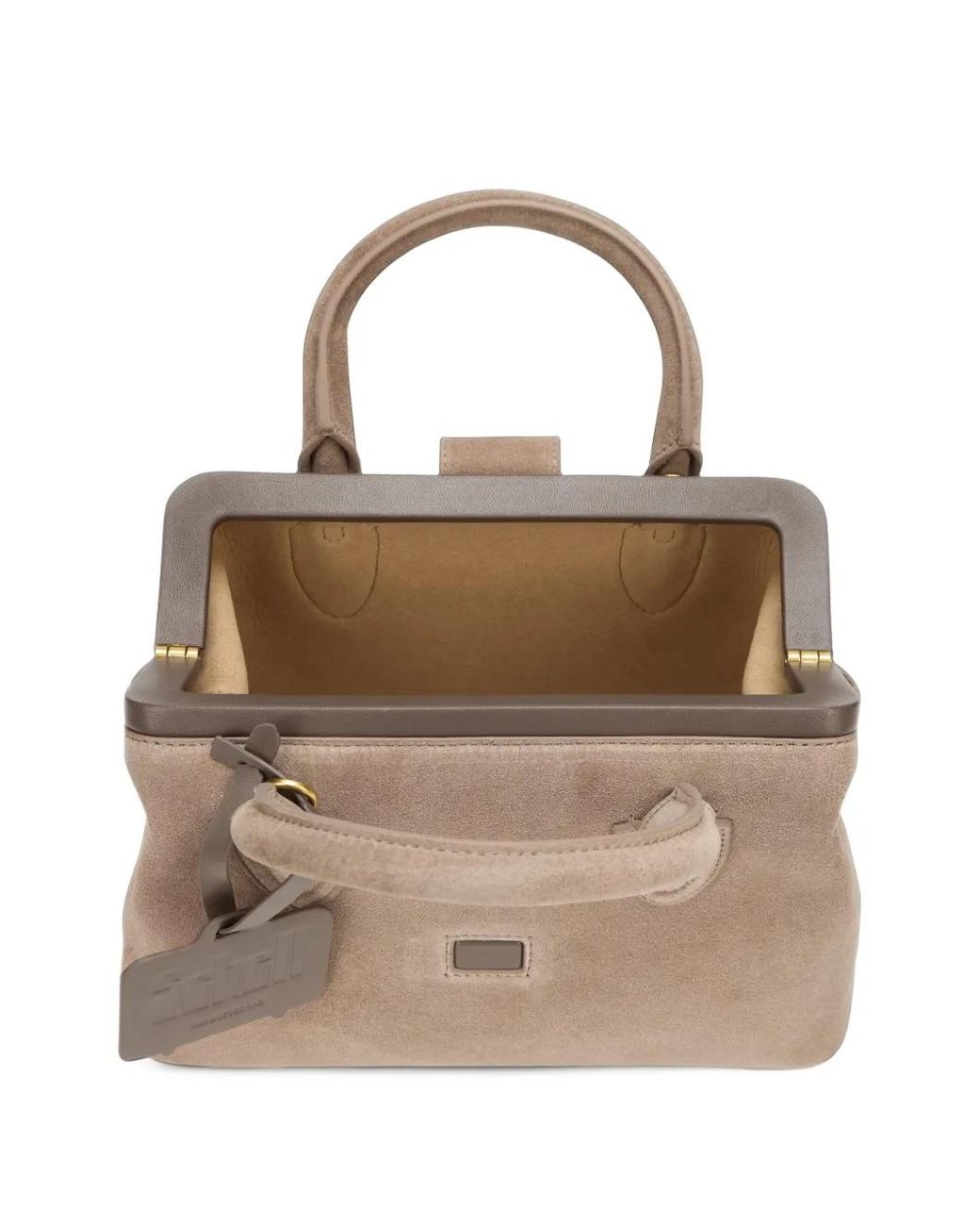Schell Natural Small Doctor Suede Logo-Plaque Tote Bag