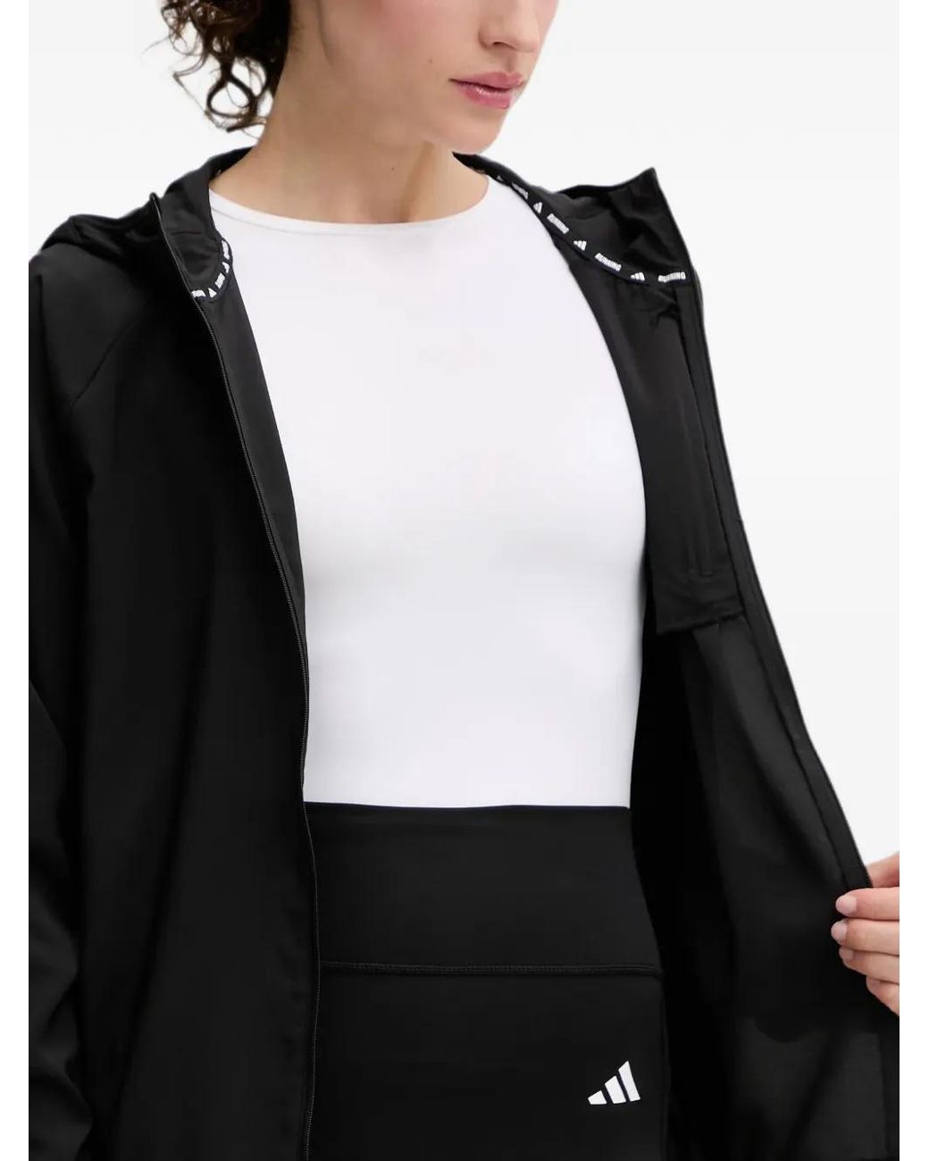 Adidas Black Logo-Print Hooded Jacket